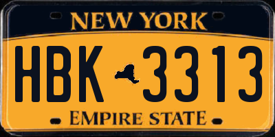 NY license plate HBK3313