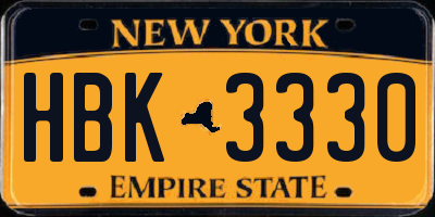 NY license plate HBK3330