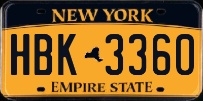 NY license plate HBK3360