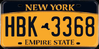 NY license plate HBK3368