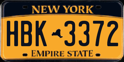NY license plate HBK3372