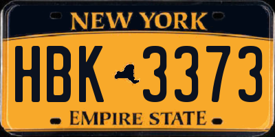 NY license plate HBK3373