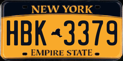 NY license plate HBK3379