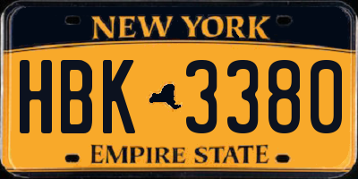 NY license plate HBK3380