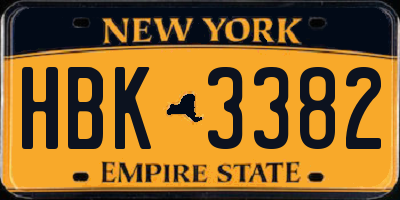 NY license plate HBK3382