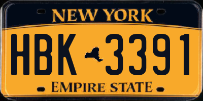 NY license plate HBK3391