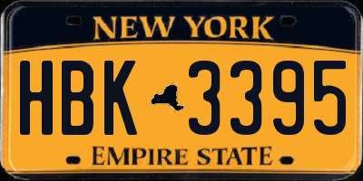 NY license plate HBK3395