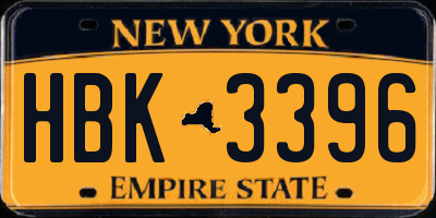 NY license plate HBK3396