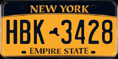 NY license plate HBK3428