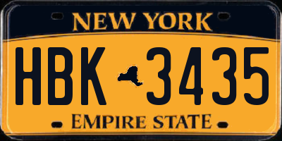 NY license plate HBK3435