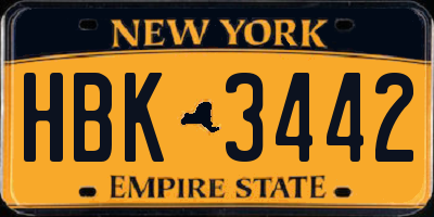 NY license plate HBK3442