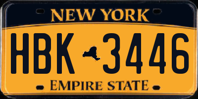 NY license plate HBK3446