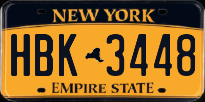 NY license plate HBK3448