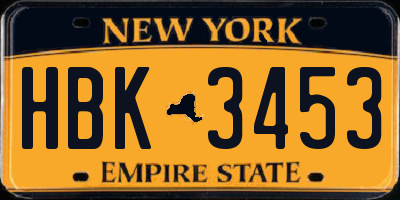 NY license plate HBK3453