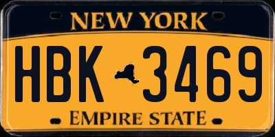 NY license plate HBK3469