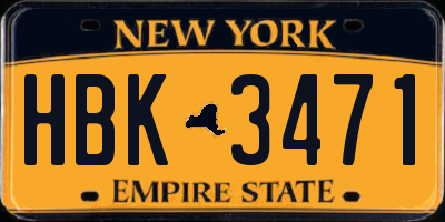 NY license plate HBK3471