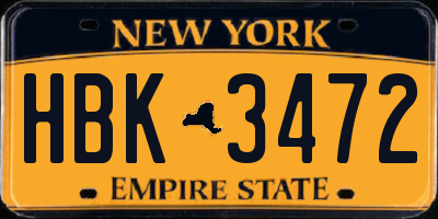 NY license plate HBK3472
