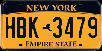 NY license plate HBK3479