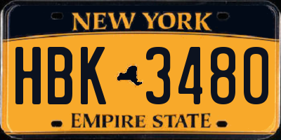 NY license plate HBK3480