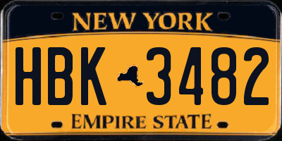 NY license plate HBK3482