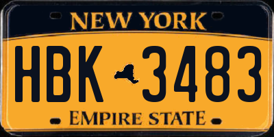 NY license plate HBK3483