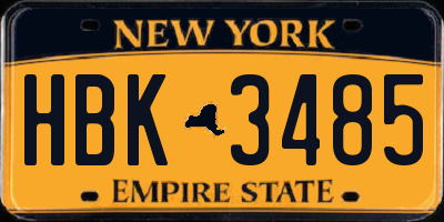 NY license plate HBK3485