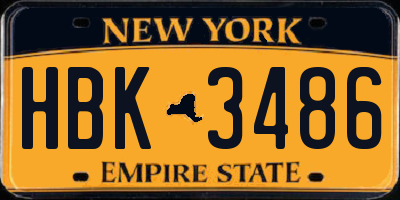 NY license plate HBK3486