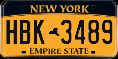NY license plate HBK3489
