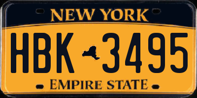 NY license plate HBK3495