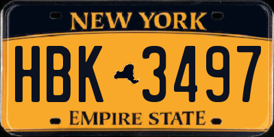 NY license plate HBK3497
