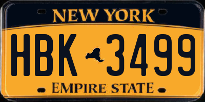 NY license plate HBK3499
