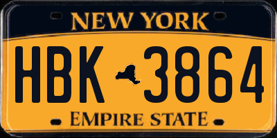 NY license plate HBK3864