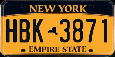 NY license plate HBK3871