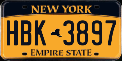 NY license plate HBK3897