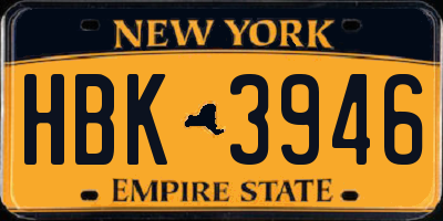 NY license plate HBK3946
