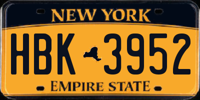 NY license plate HBK3952