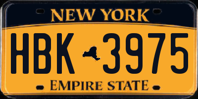 NY license plate HBK3975