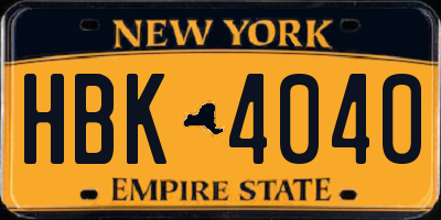 NY license plate HBK4040