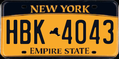 NY license plate HBK4043