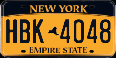 NY license plate HBK4048