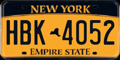 NY license plate HBK4052