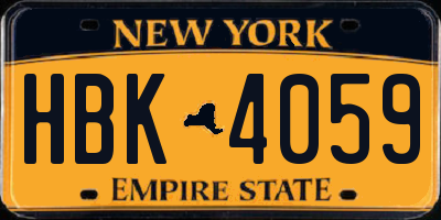 NY license plate HBK4059
