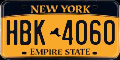 NY license plate HBK4060
