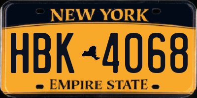 NY license plate HBK4068