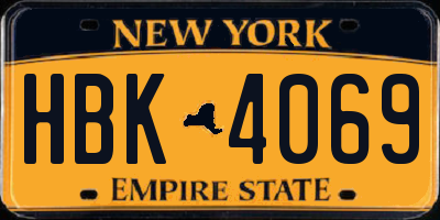 NY license plate HBK4069