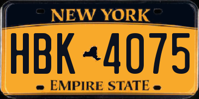 NY license plate HBK4075