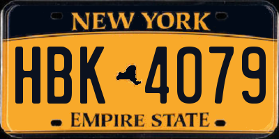 NY license plate HBK4079
