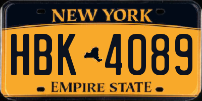 NY license plate HBK4089