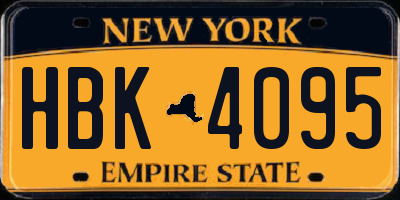 NY license plate HBK4095