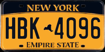 NY license plate HBK4096
